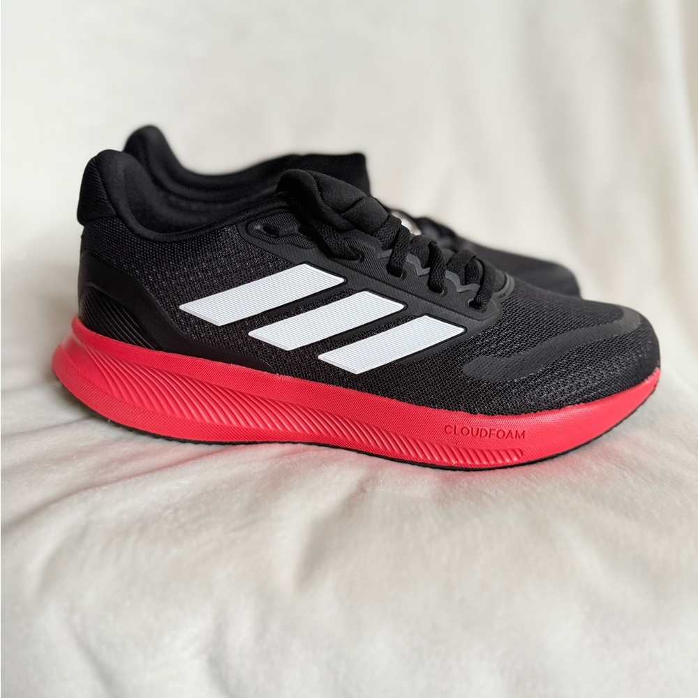 Adidas Runfalcon 5 J Youth GS Size 6 Black Red Athletic Running Shoes
